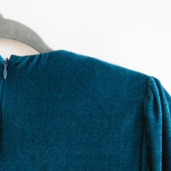 PATBO Velvet Ruched Mini Dress in Azure Blue - Size US 0 - Picture 14 of 15